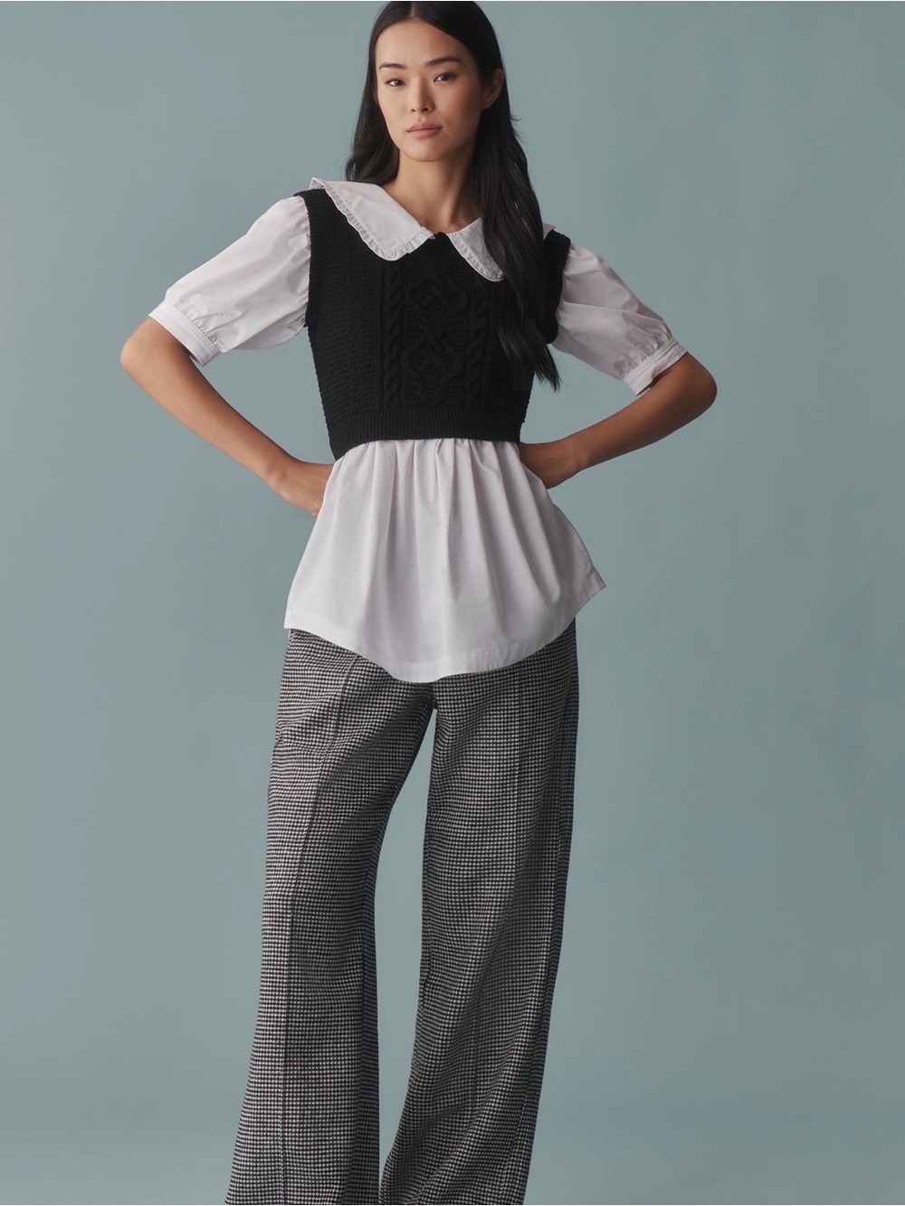 Maeve Black Peter Pan Collar Twofer